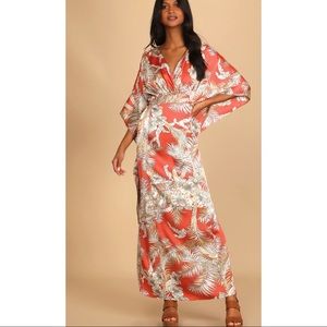 Lulus Orange Tropical Maxi Dress S